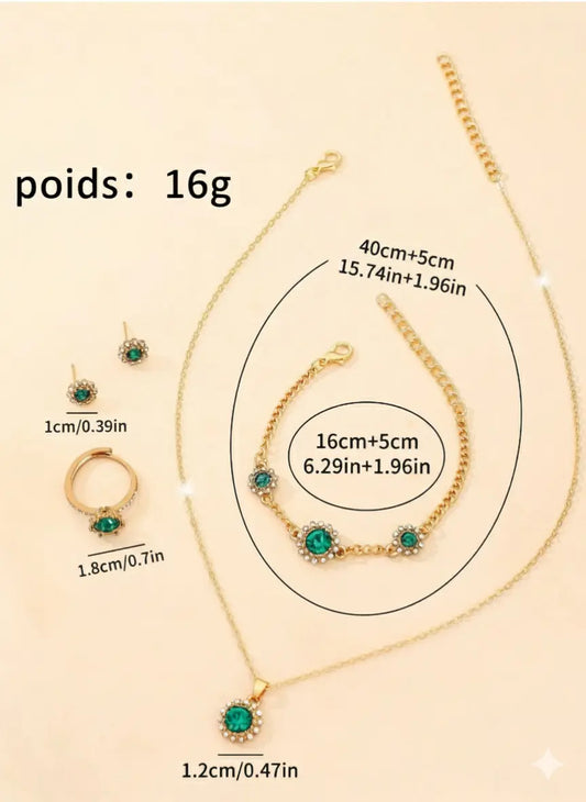 Set Bijoux Femme Luxe – Montre + Bracelet + Collier + Bague + Boucles d’oreilles UMII