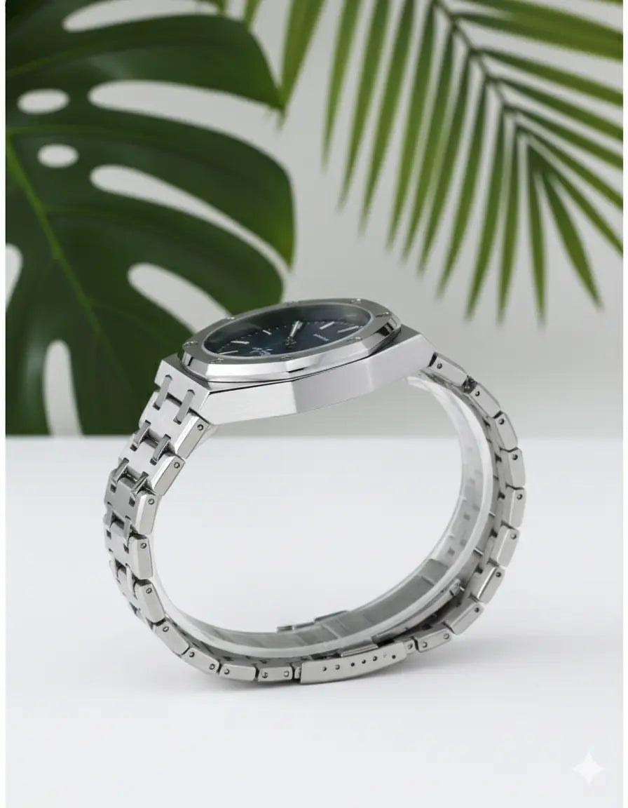 Montre Homme DENVOSI – Acier Inoxydable, Cadran Vert, Quartz & Affichage Date UMII