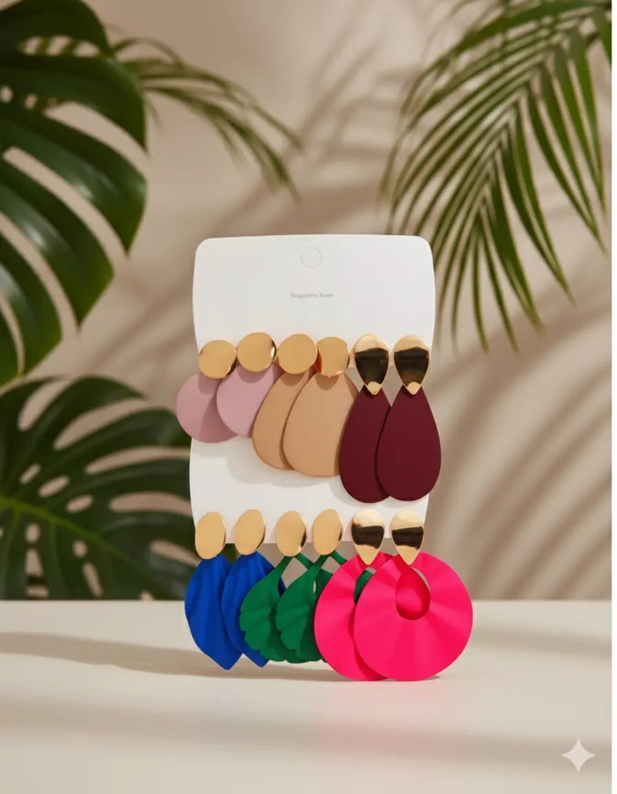 Lot de 6 Paires – Boucles d’Oreilles Formes Goutte & Design Moderne UMII