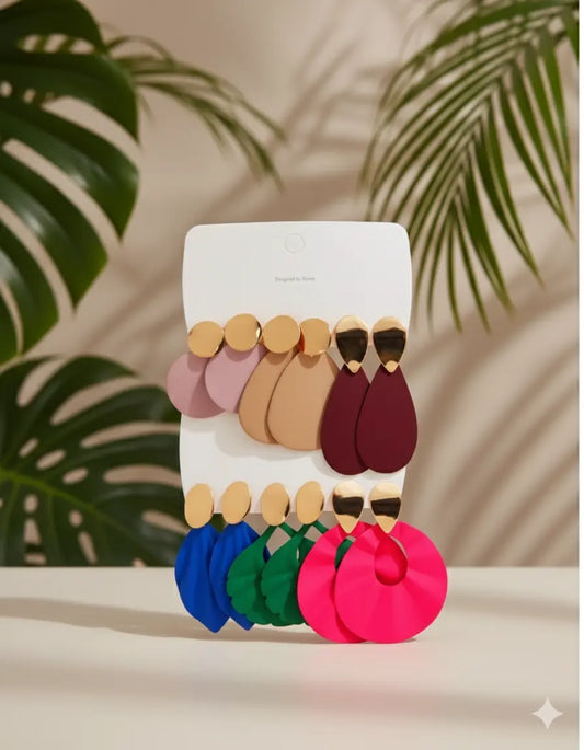 Lot de 6 Paires – Boucles d’Oreilles Formes Goutte & Design Moderne UMII