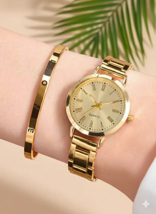 Ensemble Montre & Bracelet – Doré Élégant UMII