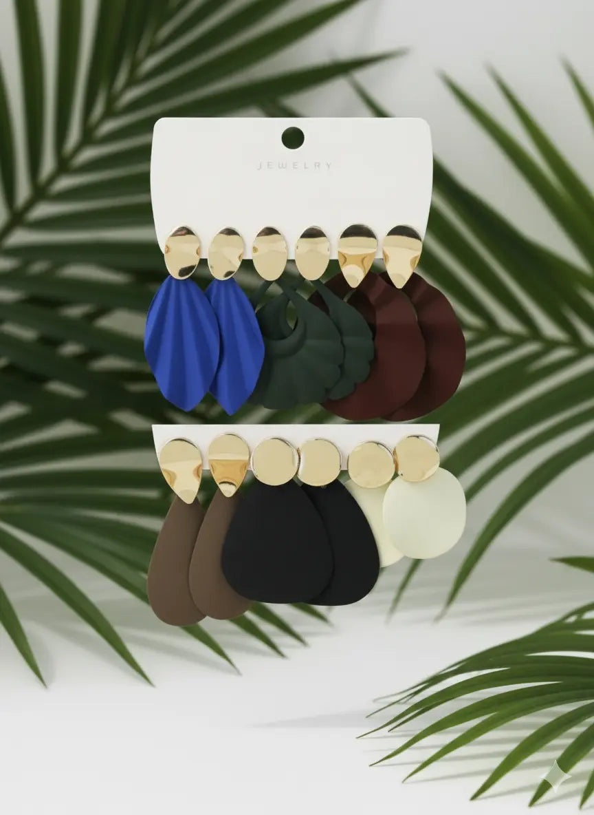 Lot de 6 Paires – Boucles d’Oreilles Design Goutte d’Eau UMII