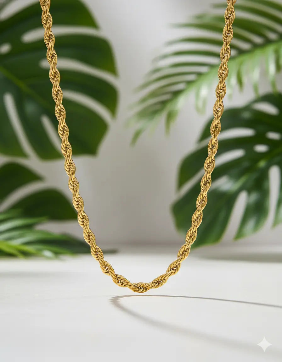 Collier Chaîne Torsadée Unisexe – Acier Inoxydable Plaqué Or UMII
