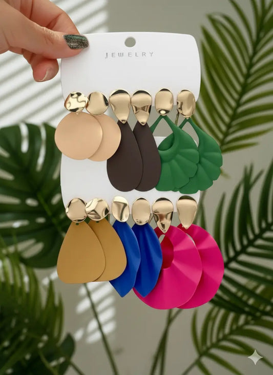 Lot de 6 Paires – Boucles d’Oreilles Formes Goutte & Design Moderne UMII