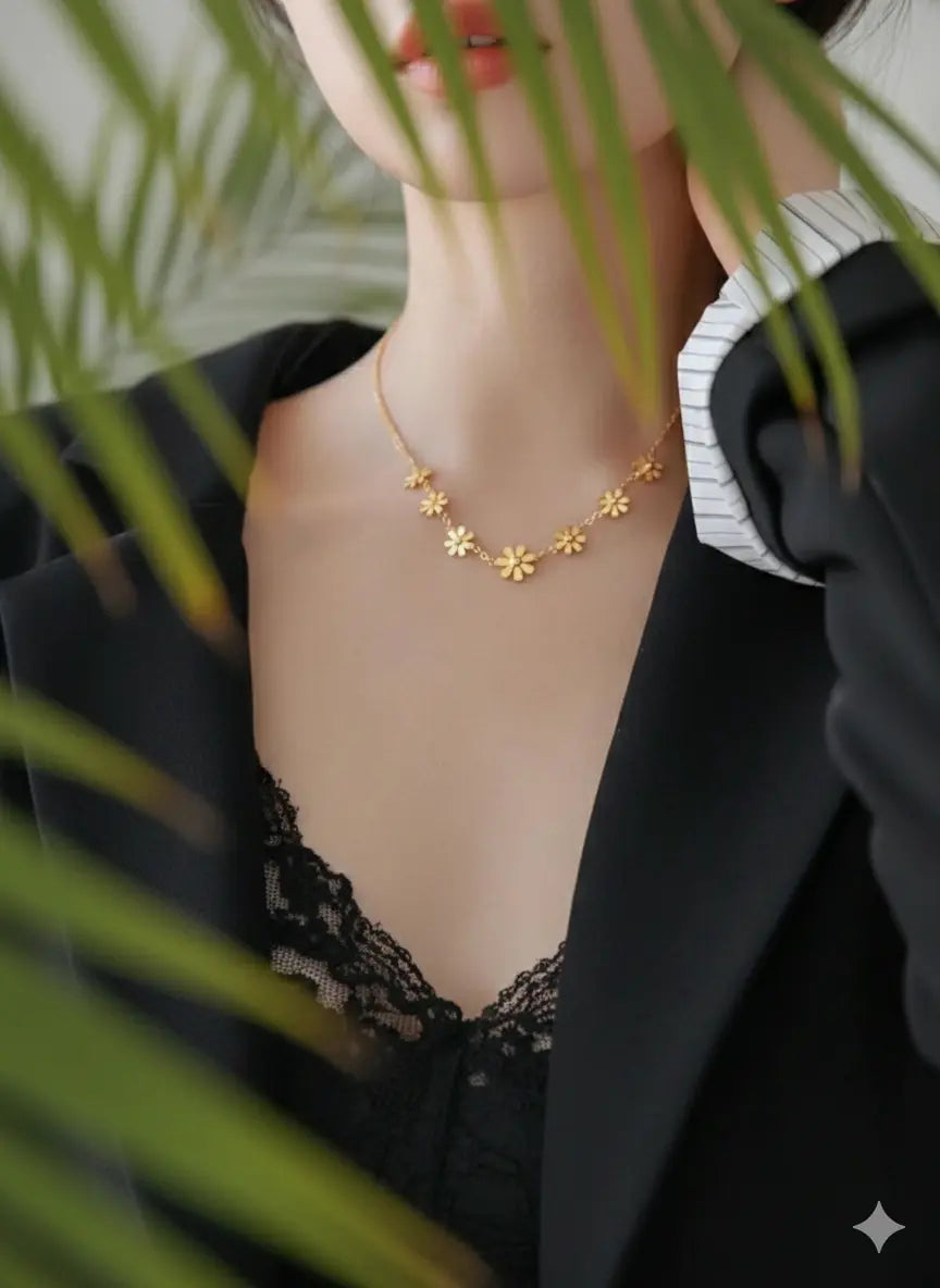 Set Bijoux Doré – Fleurs de Chrysanthème (4 pièces) UMII