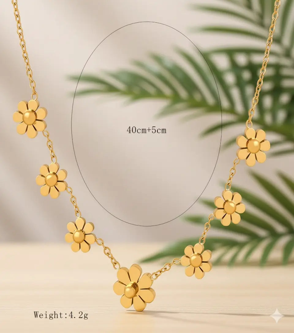 Set Bijoux Doré – Fleurs de Chrysanthème (4 pièces) UMII