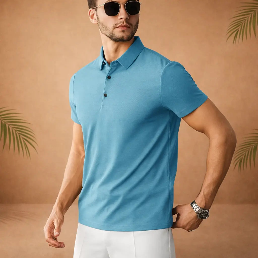 Polo homme manches courtes – uni, style décontracté UMII