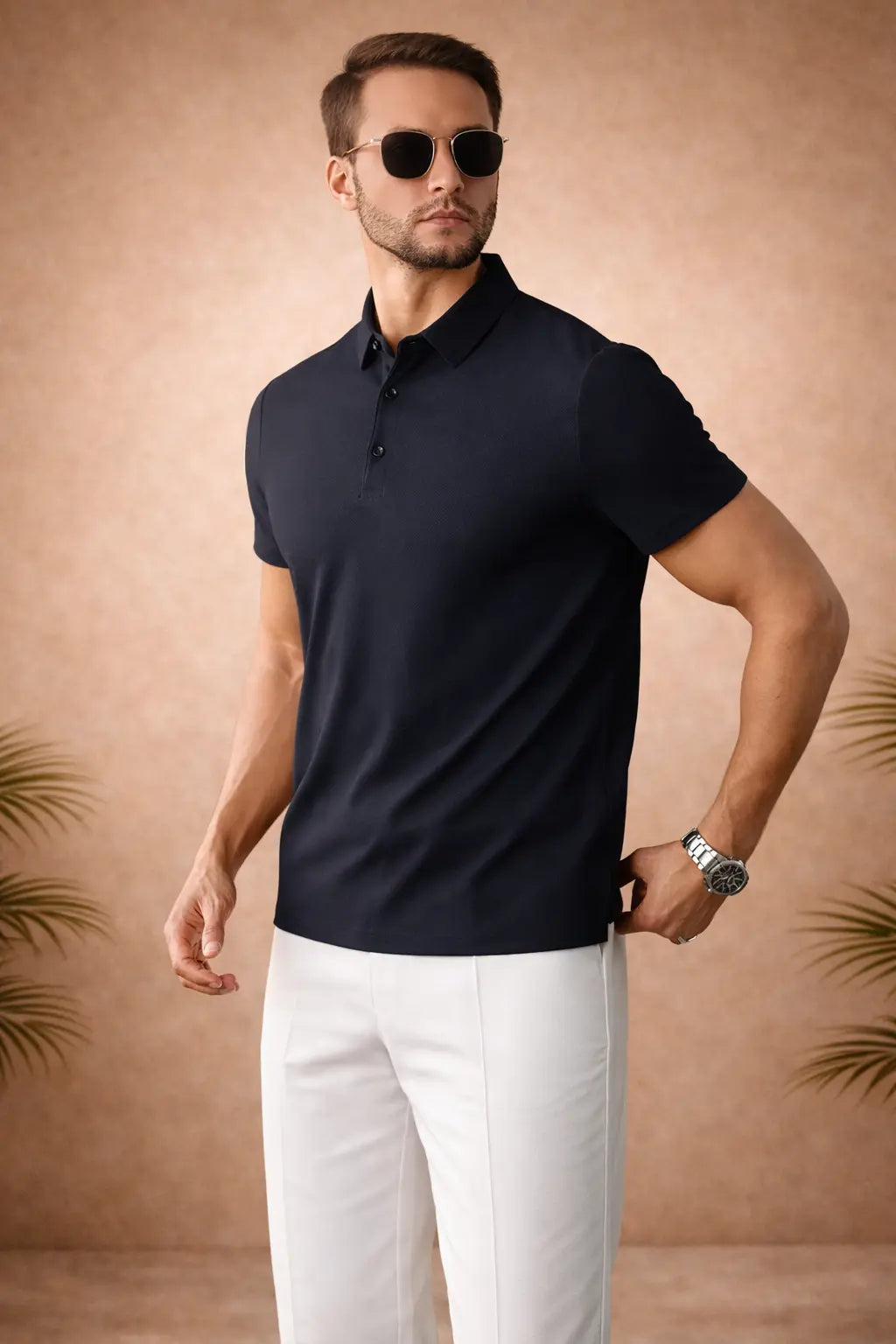 Polo homme manches courtes – uni, style décontracté UMII