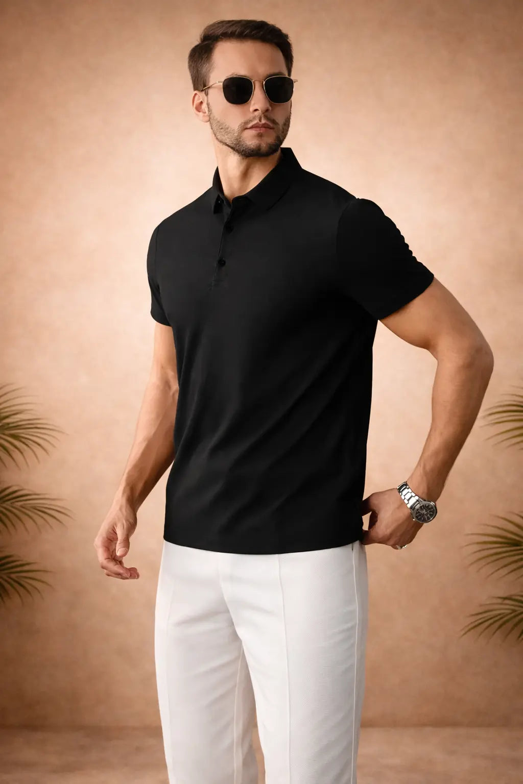 Polo homme manches courtes – uni, style décontracté UMII