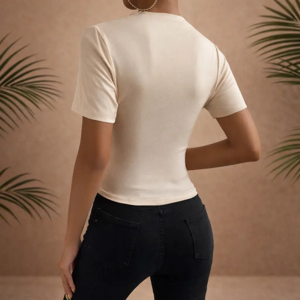 T-shirt femme uni streetwear – col montant UMII