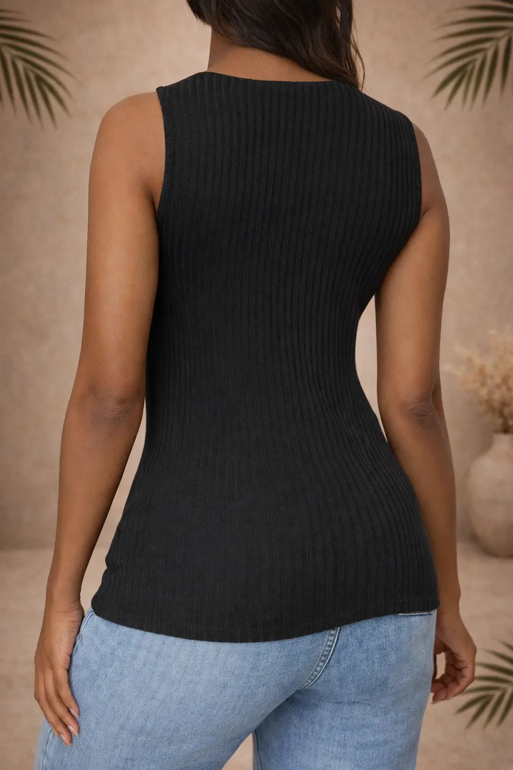 Top femme sans manches en polyester – col à revers UMII