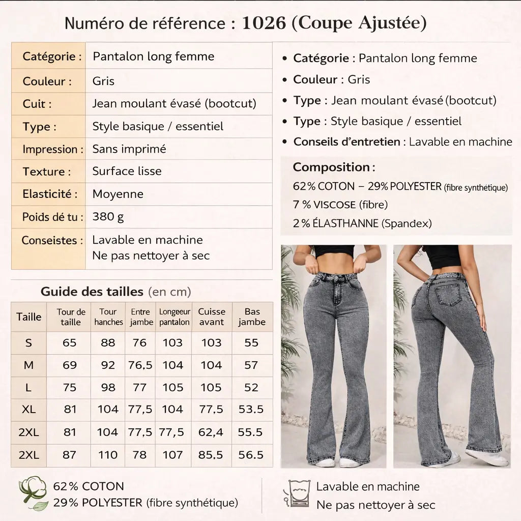 Jean Femme Taille Haute Slim – Gris Foncé | Style Street & Décontracté UMII