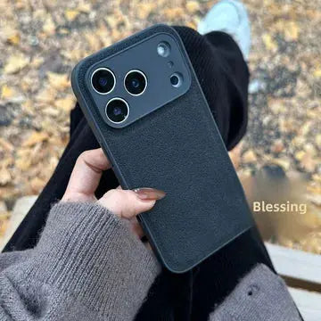 Coque rétro unie effet cuir pour iPhone – Design haut de gamme marron chocolat et orange UMII